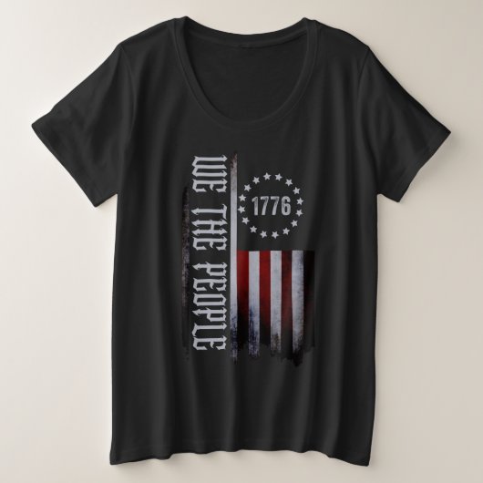 Torn Flag We The People 1776 Grote Maat T-shirt (Design voorkant)