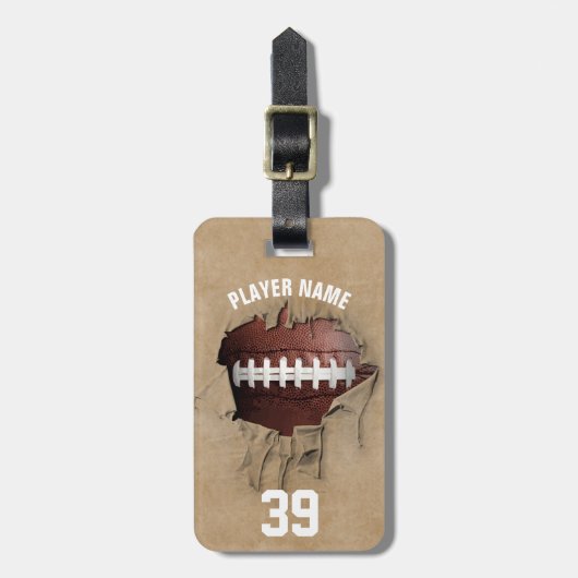 Torn Football (gepersonaliseerd) Bagagelabel (Voorkant verticaal)