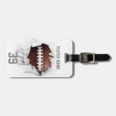 Torn Football (wit gepersonaliseerd) Bagagelabel (Voorkant horizontaal)