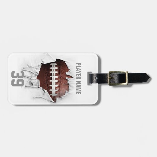 Torn Football (wit gepersonaliseerd) Bagagelabel (Voorkant horizontaal)