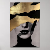 Torn Golden Face Abstract Art Elegant Texture Poster (Voorkant)