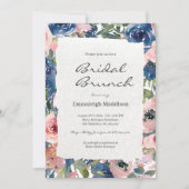 Torn Paper Blush Blue Floral Bridal Brunch Kaart (Voorkant)