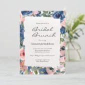 Torn Paper Blush Blue Floral Bridal Brunch Kaart (Staand voorkant)