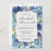 Torn Paper Mermaid Blue Floral Bridal Brunch Kaart (Voorkant)