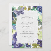 Torn Paper Paarse Floral Waterverven Wedding Save The Date (Voorkant)