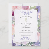 Torn Paper Pastel Lila Floral Waterverven bruiloft Save The Date (Voorkant)