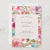 Torn Paper Spring Melody Floral Wedding Save The Date (Voorkant)