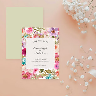 Torn Paper Spring Melody Floral Wedding Save The Date