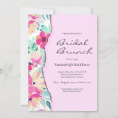 Torn Paper Tropical Floral Bridal Brunch Kaart (Voorkant)