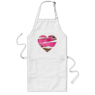 Torn Pink Roses Heart Abstract Art Apron Lang Schort