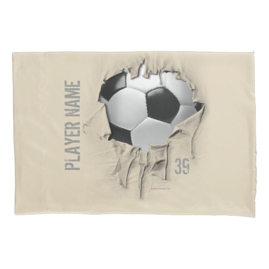 Torn Soccer Gepersonaliseerde Witte Pillowcase Kussensloop (Voorkant)