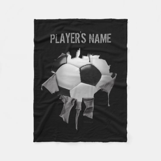 Torn Soccer Personalized Black Fleece Blanket Deken (Voorkant)