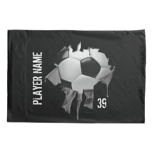 Torn Soccer Personalized Dark Pillowcase Kussensloop (Achterkant)