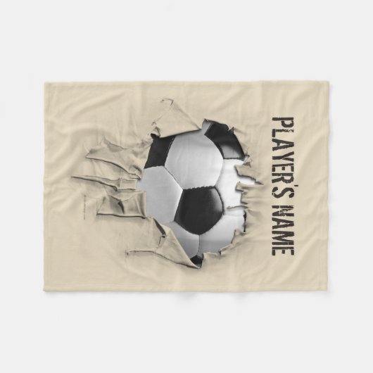 Torn Soccer Personalized White Fleece Blanket (Voorkant (Horizontaal))