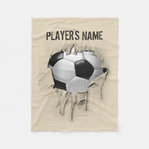 Torn Soccer Personalized White Fleece Blanket