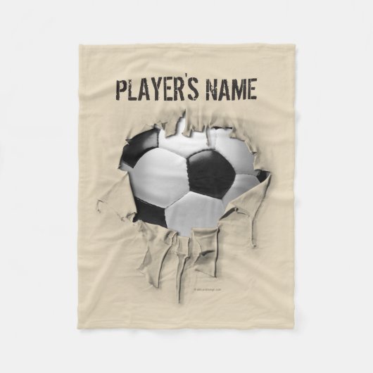 Torn Soccer Personalized White Fleece Blanket Deken (Voorkant)
