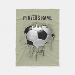 Torn Soccer Personalized White Fleece Blanket Deken