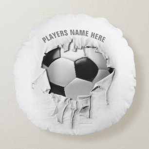 Torn Soccer Round White Pillow Rond Kussen