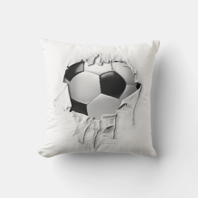 Torn Soccer White Pillow Kussen (Voorkant)