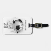 Torn Soccer (wit gepersonaliseerd) Bagagelabel (Voorkant horizontaal)