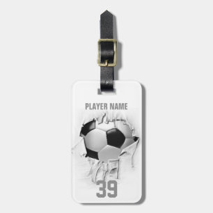Torn Soccer (wit gepersonaliseerd) Bagagelabel