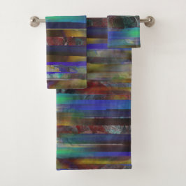 Torn strepen van digitale gekleurde texturen bad handdoek