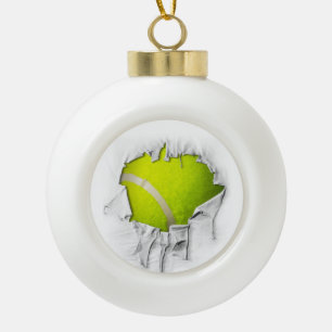 Torn Tennis Ceramic Ball Kerstannament Keramische Bal Ornament
