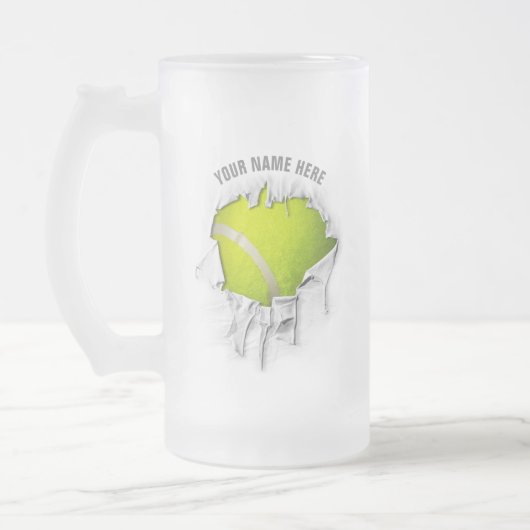 Torn Tennis Frosted Glass Beer Mok (Links)