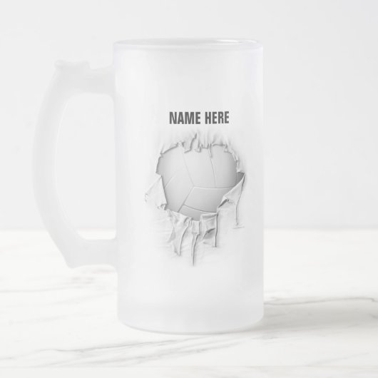 Torn Volleyball Frosted Beer Mok (Links)