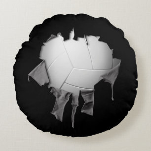 Torn Volleyball Round Dark Pillow Rond Kussen