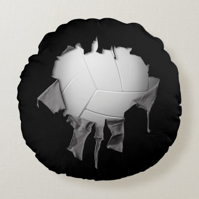 Torn Volleyball Round Dark Pillow Rond Kussen (Voorkant)