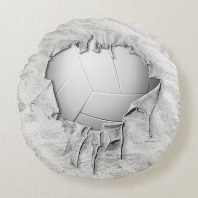 Torn Volleyball Round Dark Pillow Rond Kussen (Voorkant)