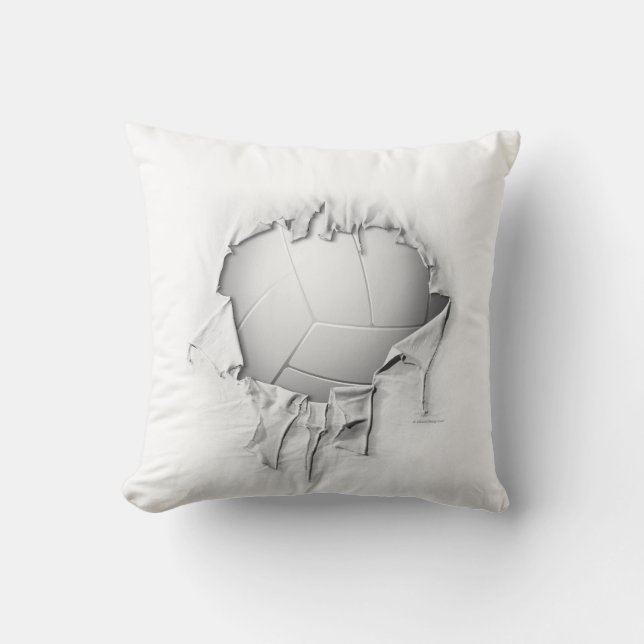 Torn Volleyball White Pillow Kussen (Voorkant)
