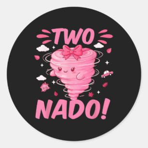 Tornado 2 jaar oude meisje verjaardag twee Nado 2e Ronde Sticker