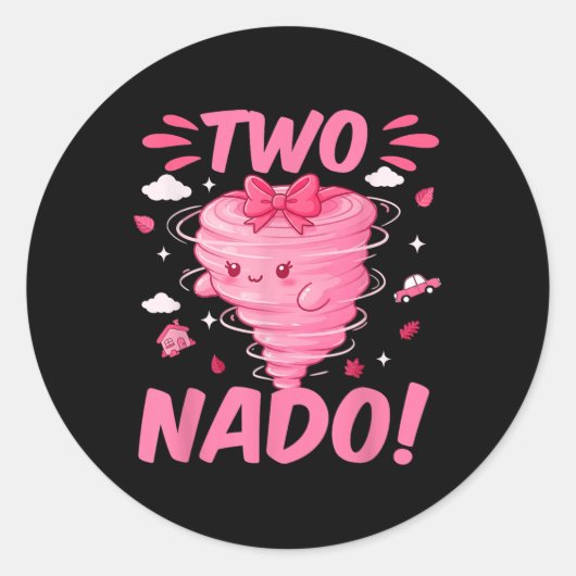 Tornado 2 jaar oude meisje verjaardag twee Nado 2e Ronde Sticker (Voorkant)