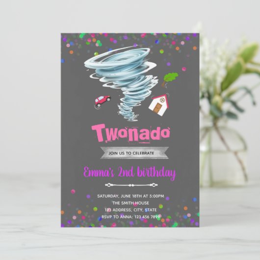 Tornado 2e verjaardag uitnodiging (Staand voorkant)