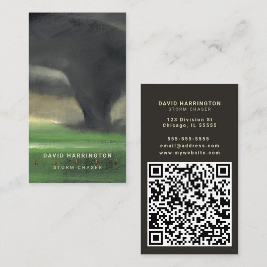 Tornado Aangepaste QR-code Scannable Weer Chaser B Visitekaartje (Voorkant / Achterkant)