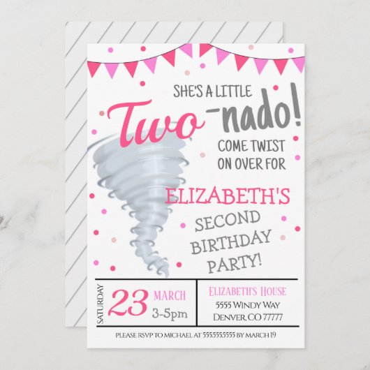Tornado Birthday Party Invitation Kaart (Voorkant / Achterkant)
