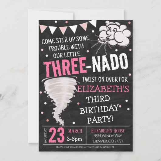 Tornado Birthday Party Invitation Kaart (Voorkant)