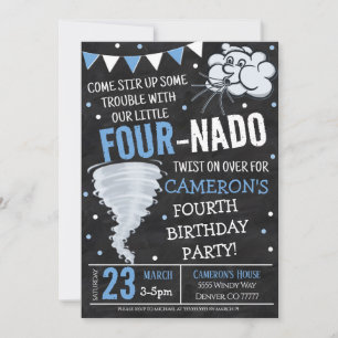 Tornado Birthday Party Invitation Kaart
