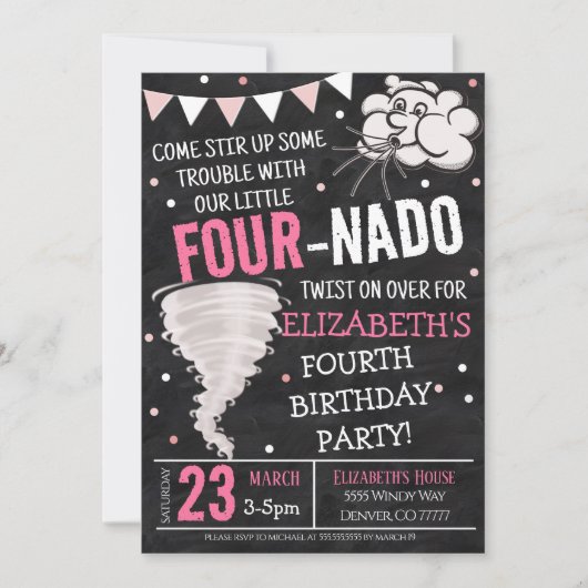 Tornado Birthday Party Invitation Kaart (Voorkant)