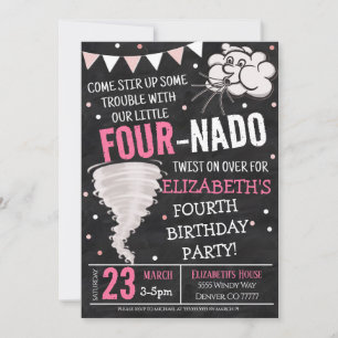 Tornado Birthday Party Invitation Kaart