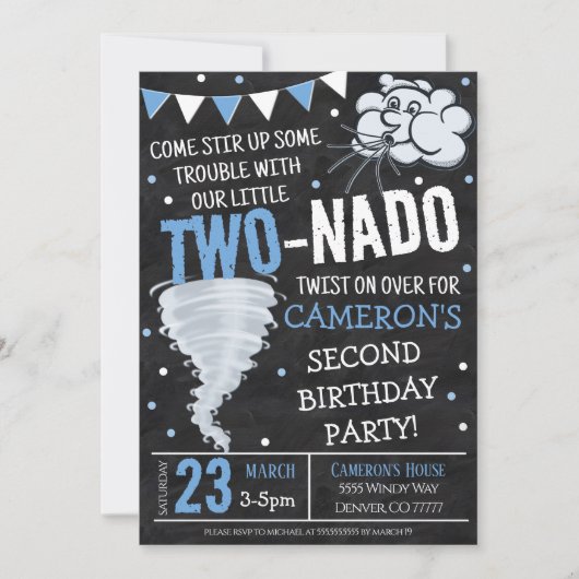 Tornado Birthday Party Invitation Kaart (Voorkant)