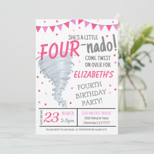 Tornado Birthday Party Invitation Kaart (Staand voorkant)
