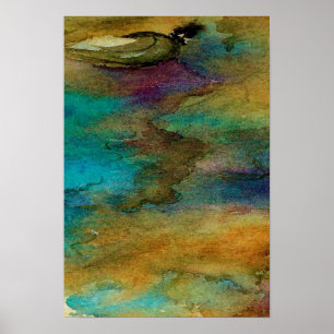 Tornado Fury abstracte waterverf schilderij Poster