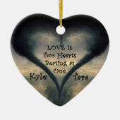 Tornado Heart Ornament met Names and Curlz font (Voorkant)
