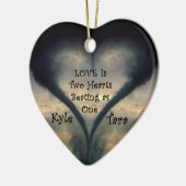 Tornado Heart Ornament met Names and Curlz font (Links)