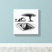 Tornado House Kelder met Kruis Canvas Afdruk (Insitu (Houten vloer))