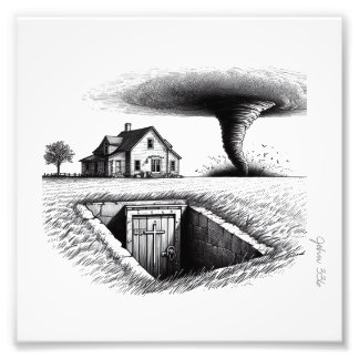 Tornado House Kelder met Kruis Foto Afdruk