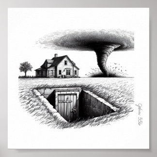 Tornado House Kelder met Kruis Poster